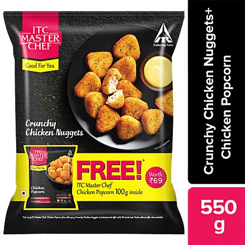 ITC Master Chef Crunchy Chicken Nuggets 550 g (Get 100 g Chicken Popcorn Free)